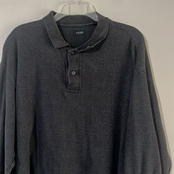 Izod micro check long sleeve polo top - Picture 5 of 5